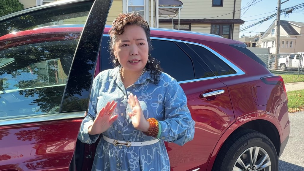 Winnie Greco standing by her car in the Bronx.