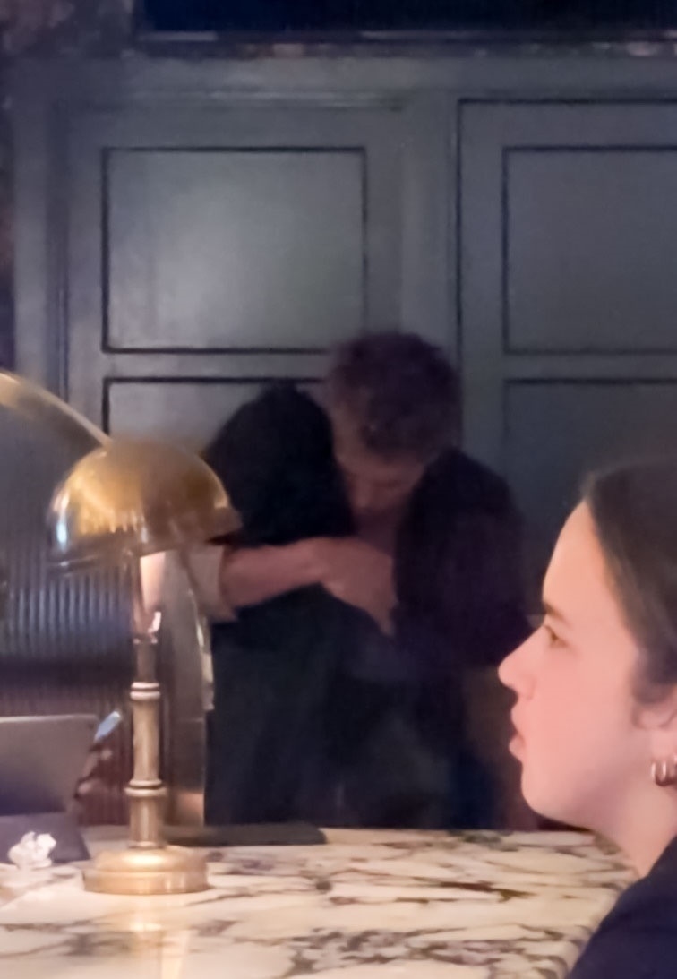 Austin Butler and Zoe Kravitz hug.