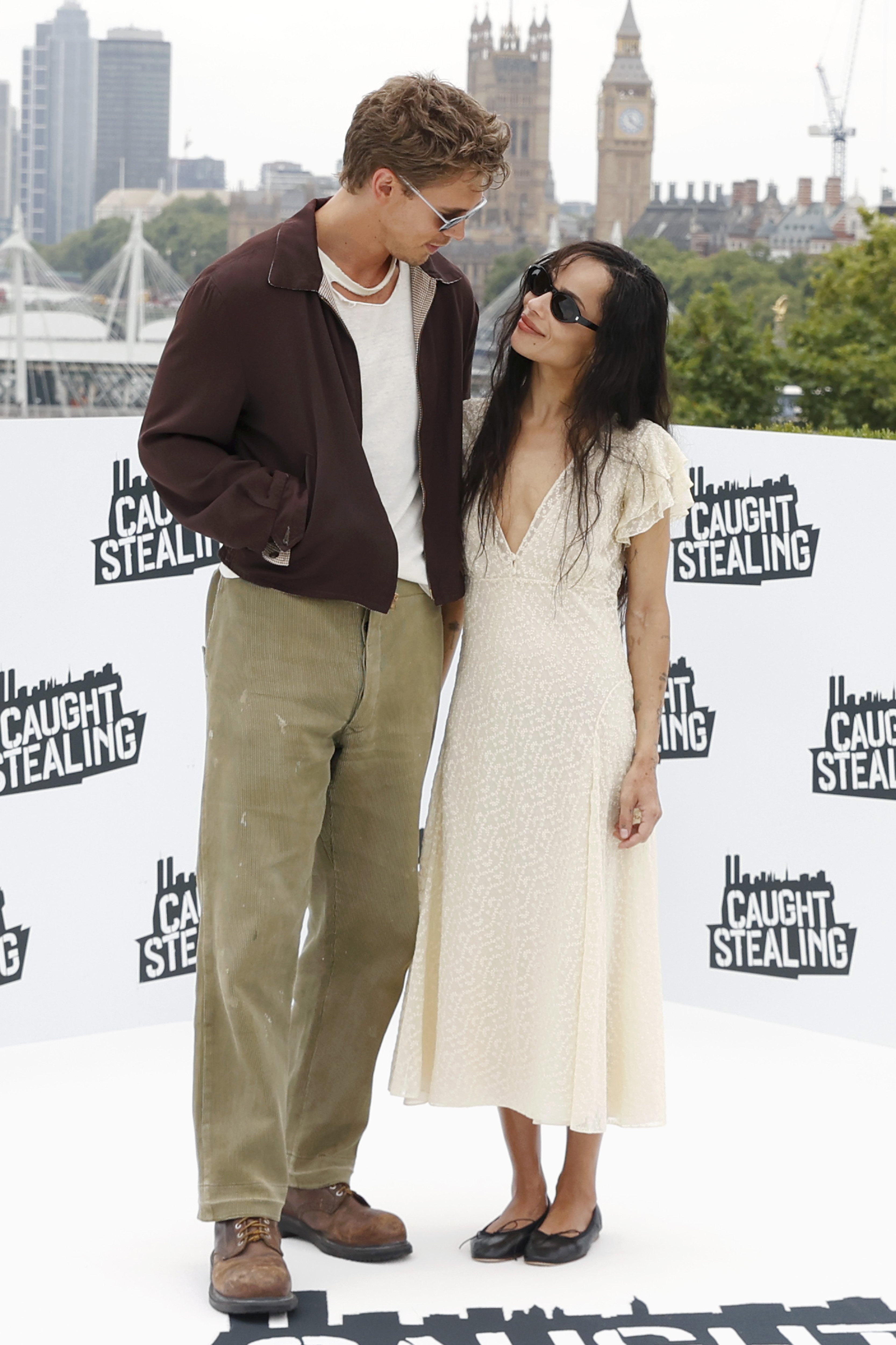 Austin Butler and Zoe Kravitz on a red carpet. 