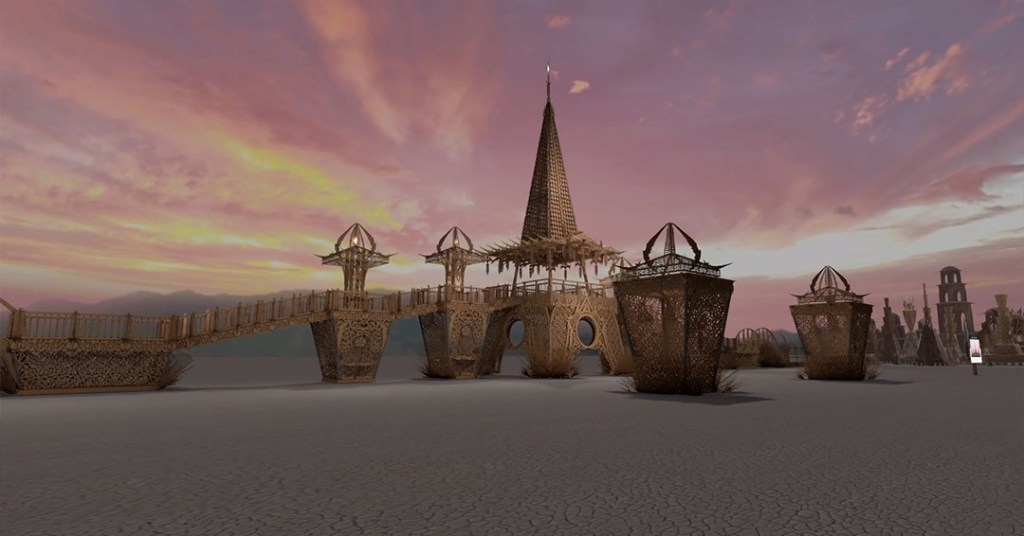 Illustration of an ornate structure at Burning Man.