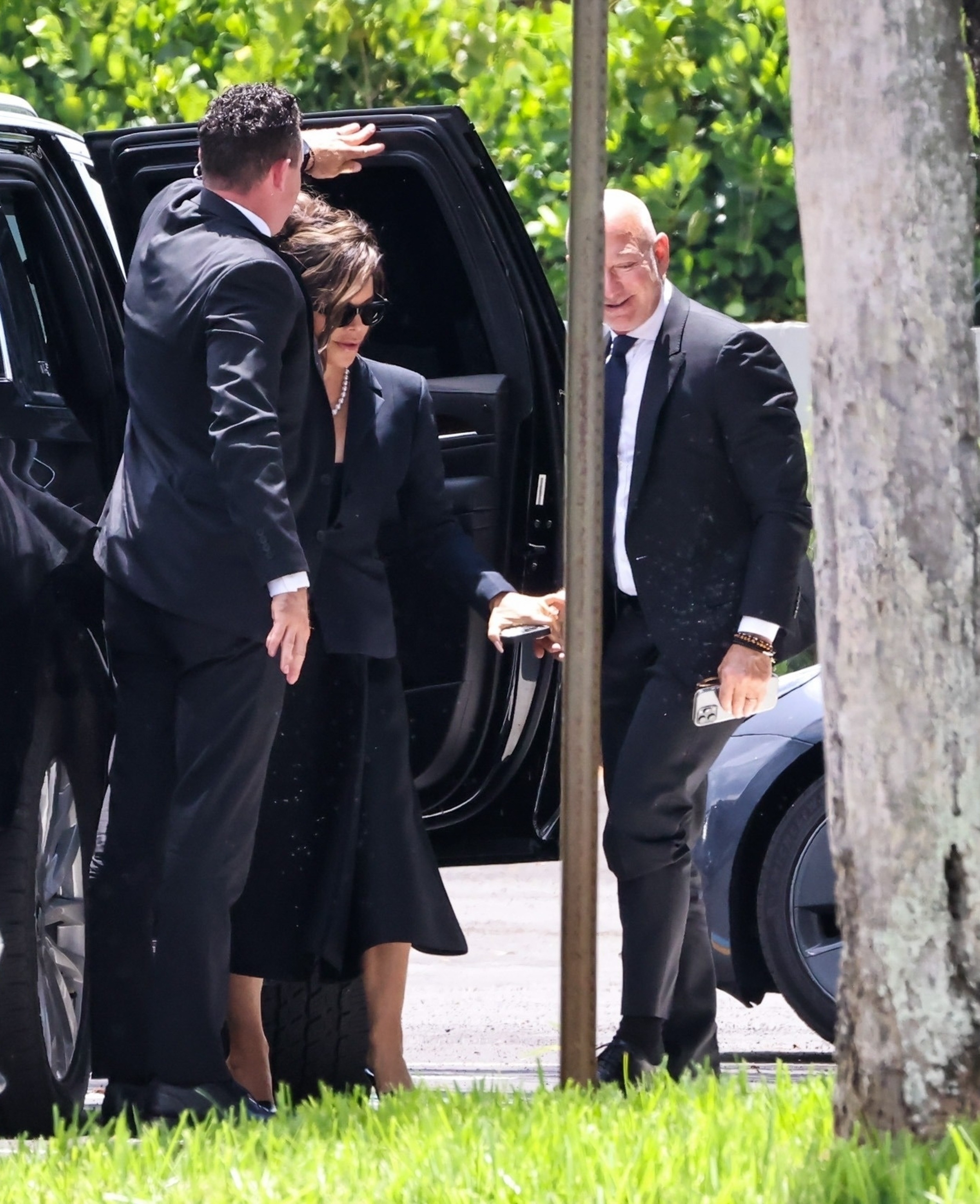 Lauren Sanchez outside a funeral. 