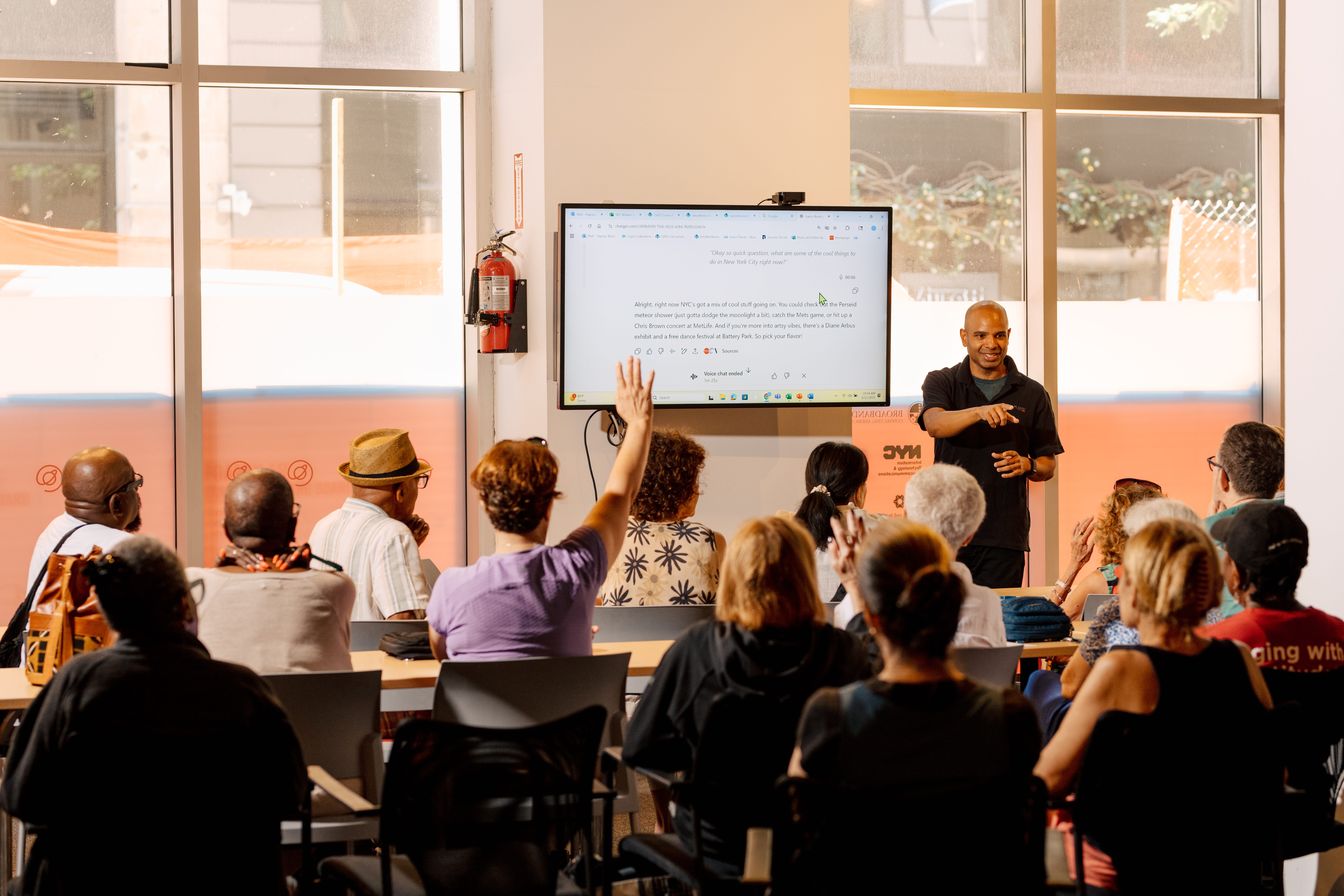 Seniors take a class on AI.