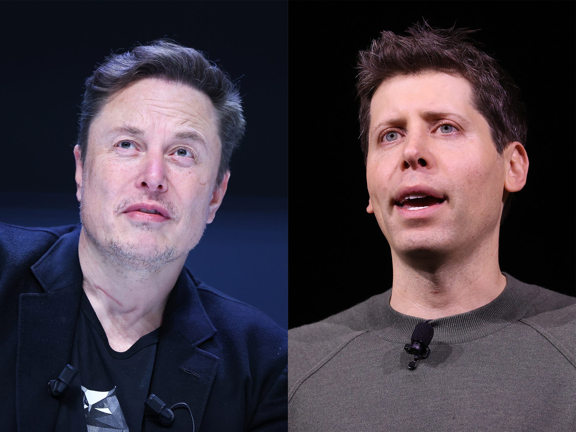 side by side of Elons Musk and Sam Altman