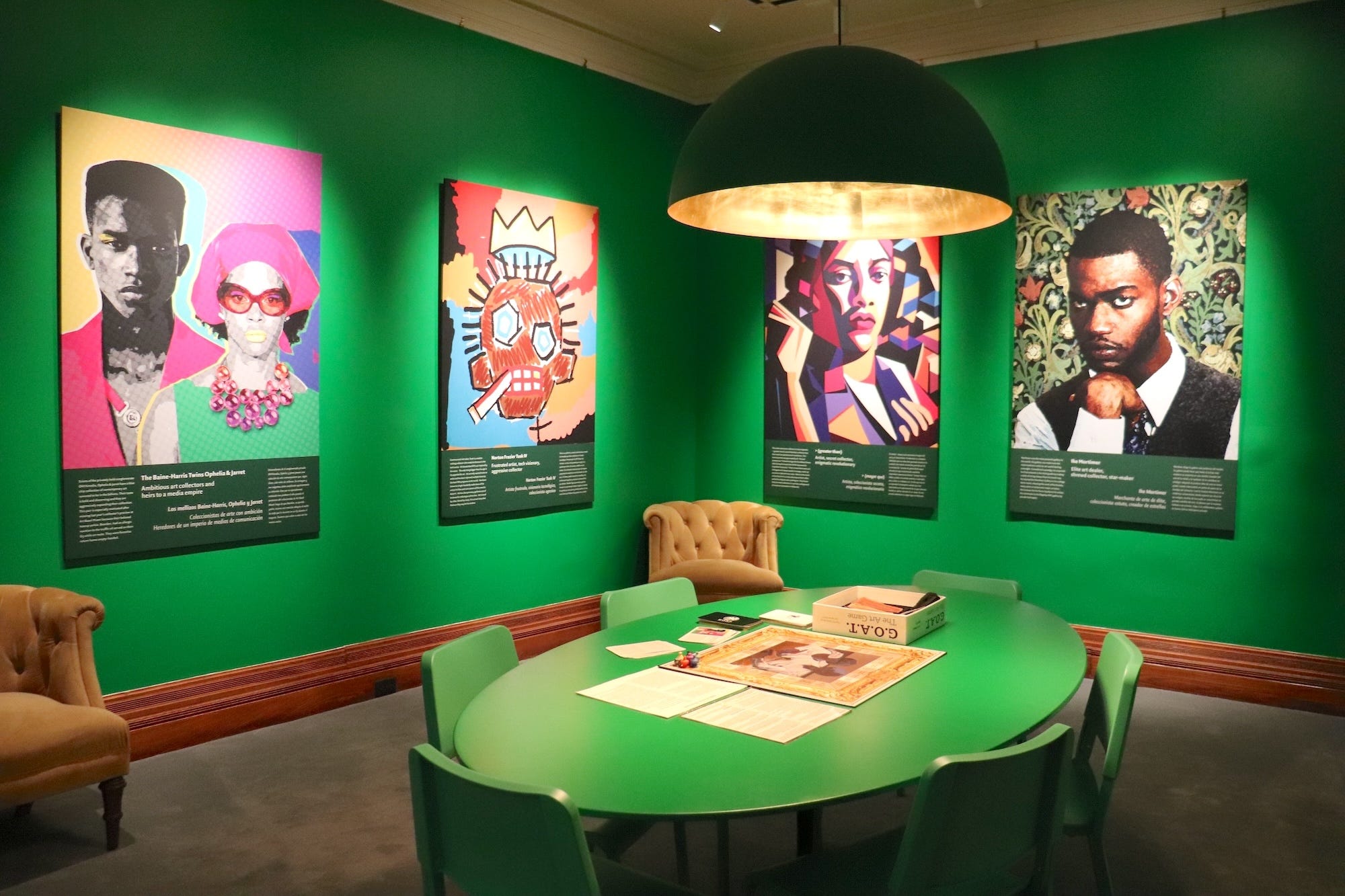 A game room where visitors can play G.O.A.T. The Art Game at Ballantine House.