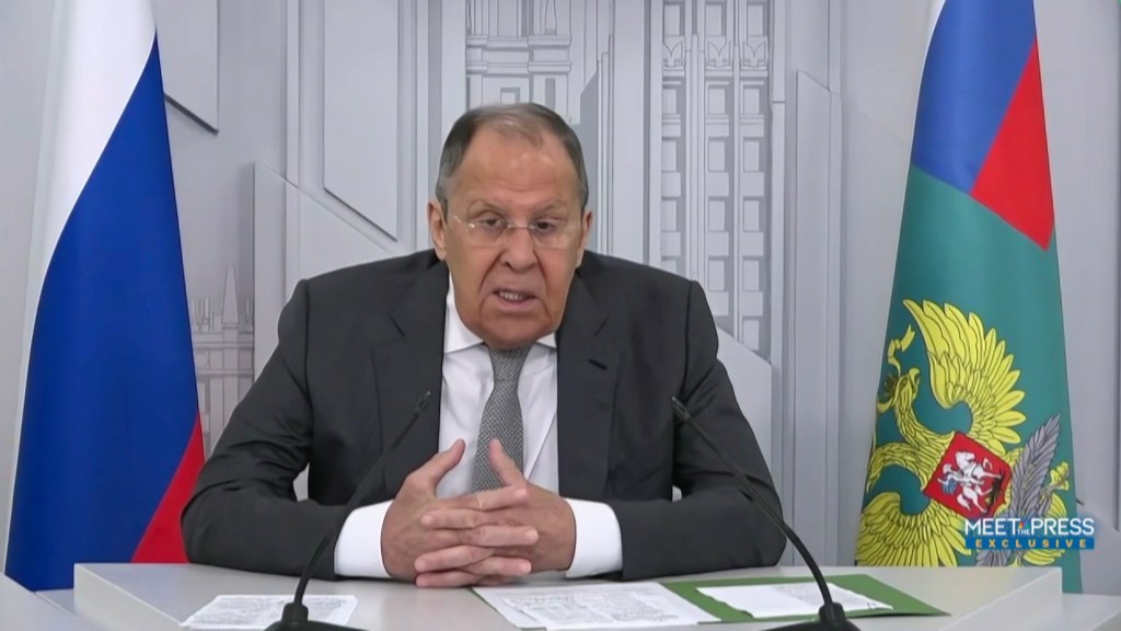 Screenshot of Sergey Lavrov's interview with Meet the Press.