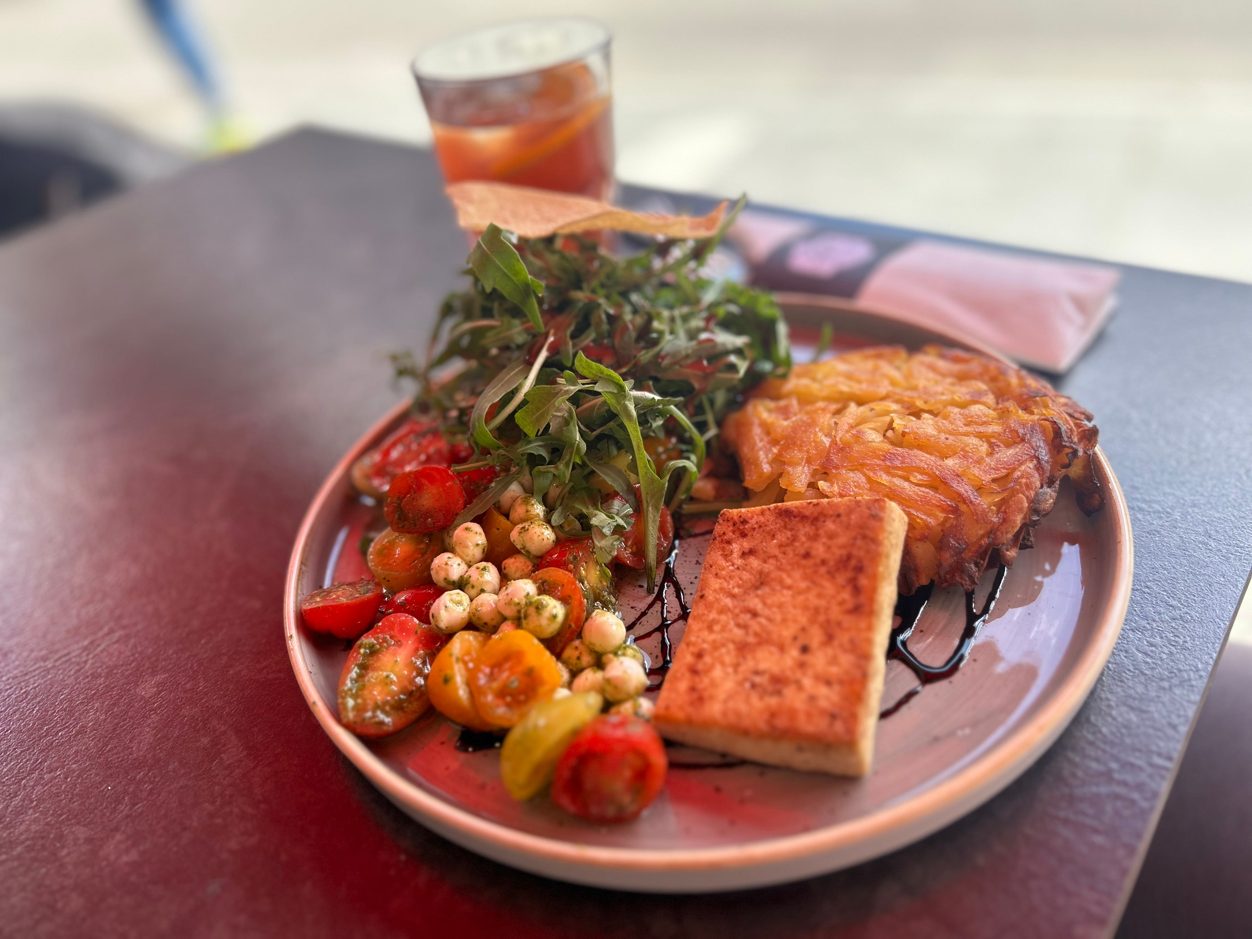 a plate full of food