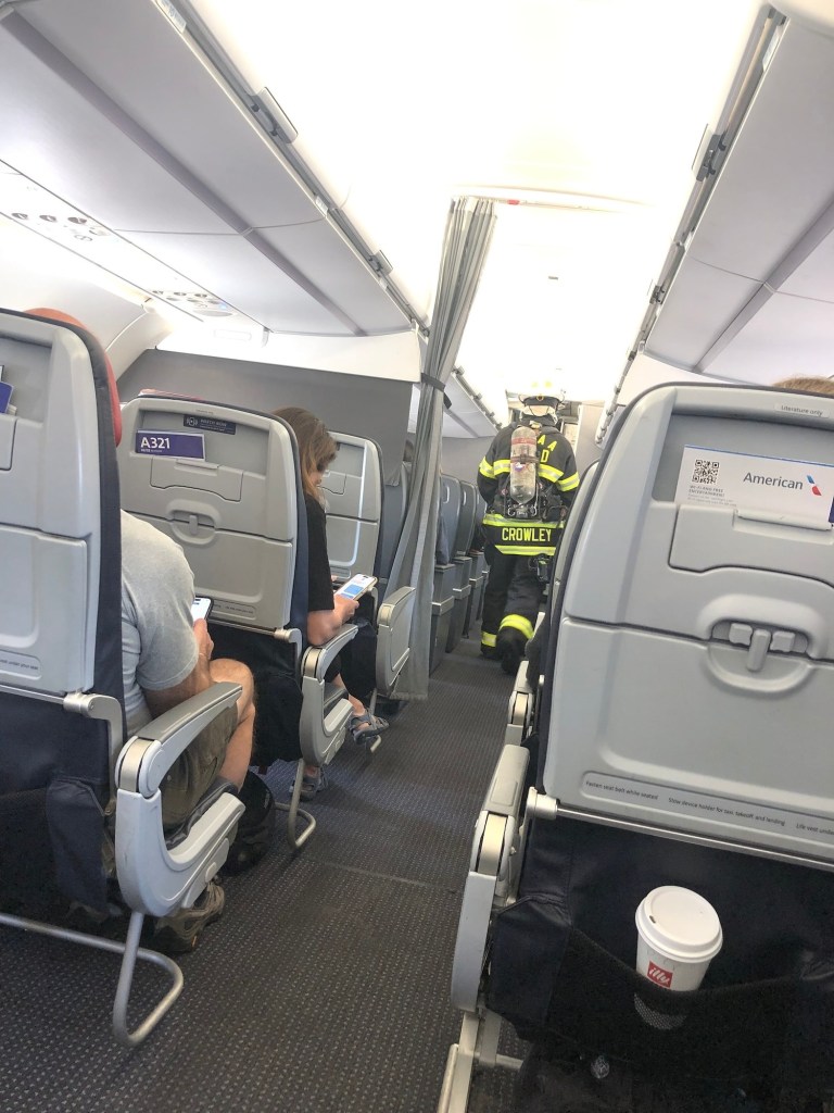 Firefighter on an American Airlines flight.