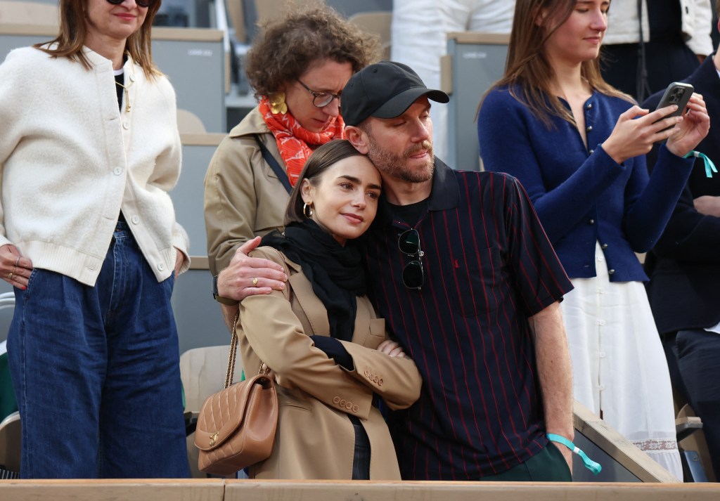 Lily Collins and husband Charlie McDowell at the French Open.