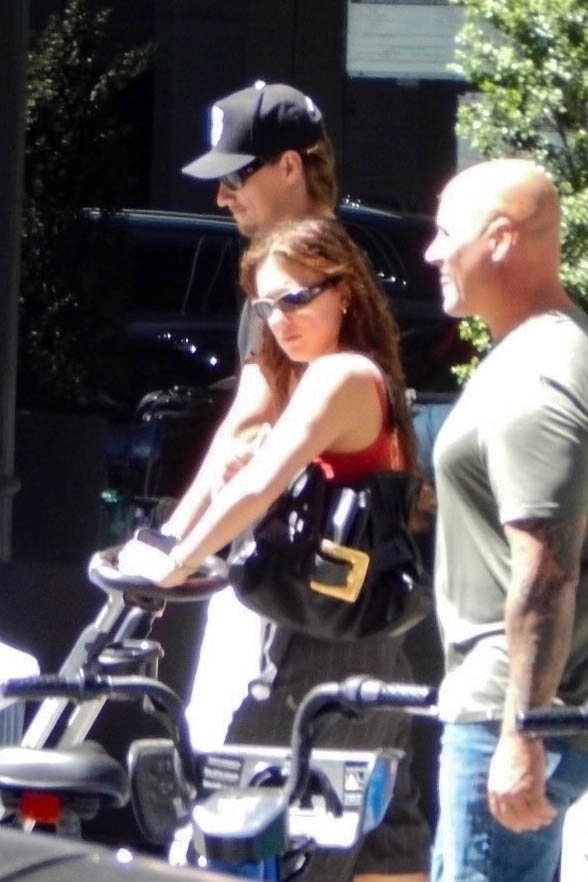 Millie Bobby Brown and Jake Bongiovi take their adopted baby out for a stroll on Prince St. in SOHO.