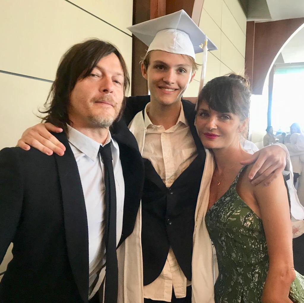 Norman Reedus, Mingus Reedus, and Helena Christensen at Mingus' high school graduation.