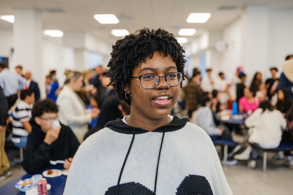 A student at the opening of MESA South Brooklyn charter high school.