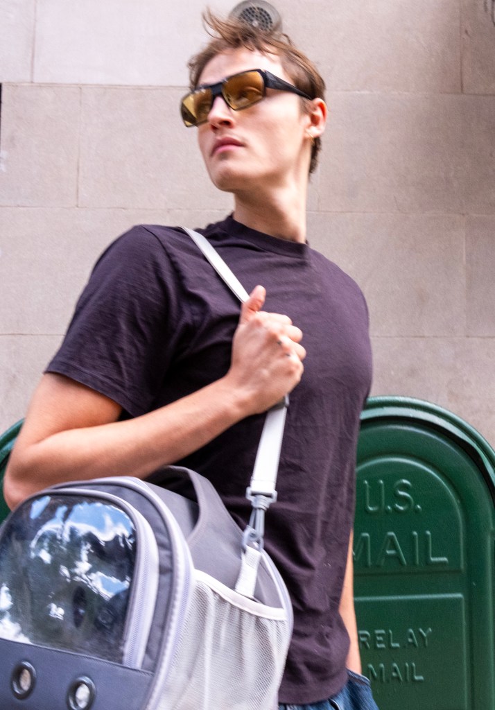 Mingus Reedus outside of his NYC apartment.