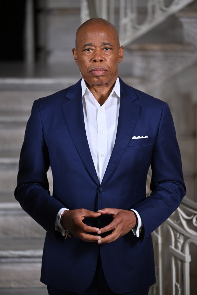 Mayor Eric Adams at a City Hall press conference.