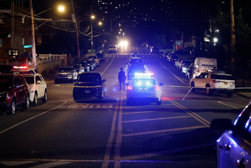 Police at a Bronx crime scene.
