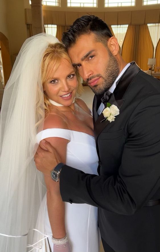 Sam Asghari and Britney Spears on their wedding day in 2022
