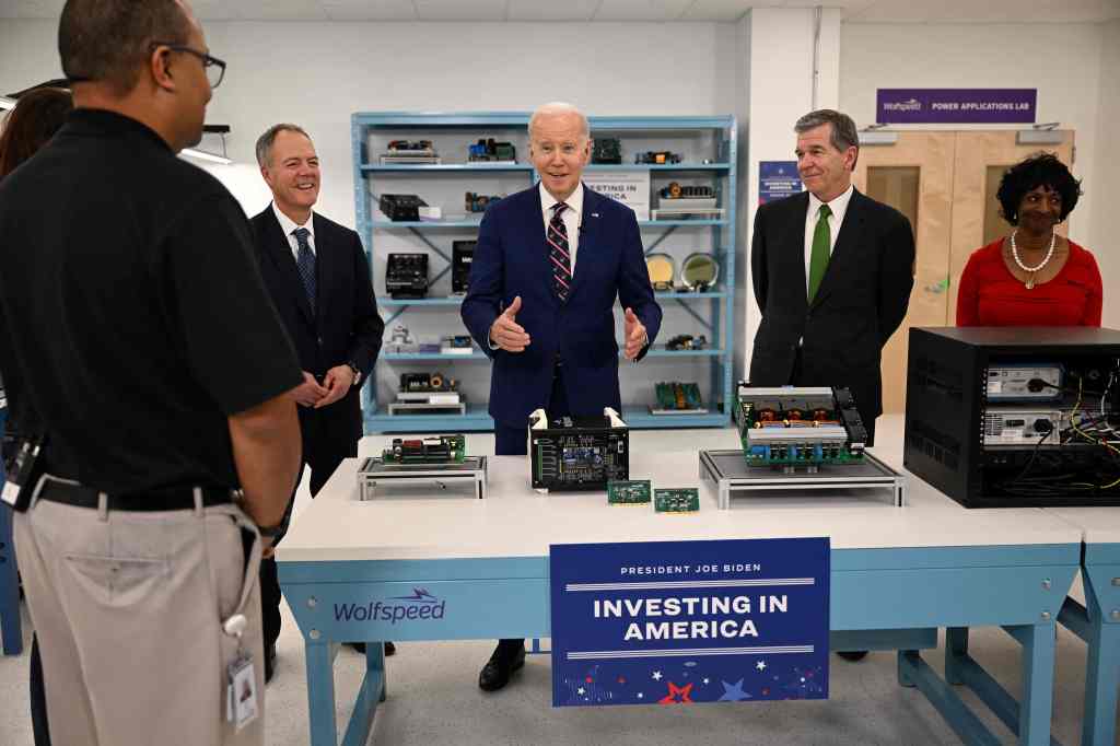 President Biden at Wolfspeed semiconductor manufacturer.
