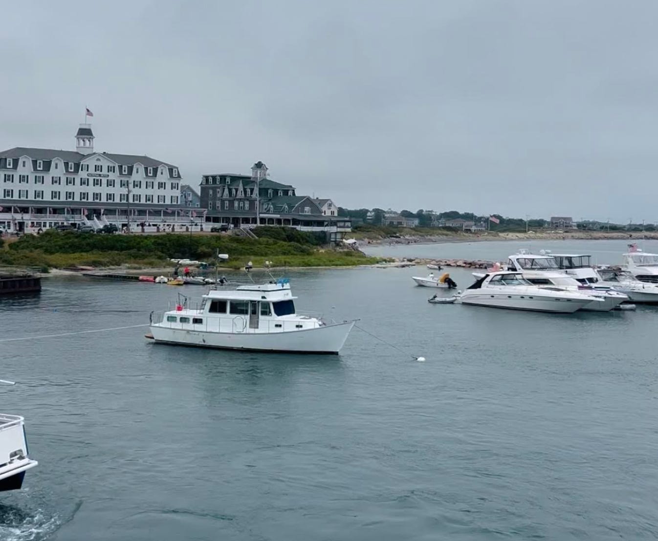 Boats arriving at the Block Island dock.