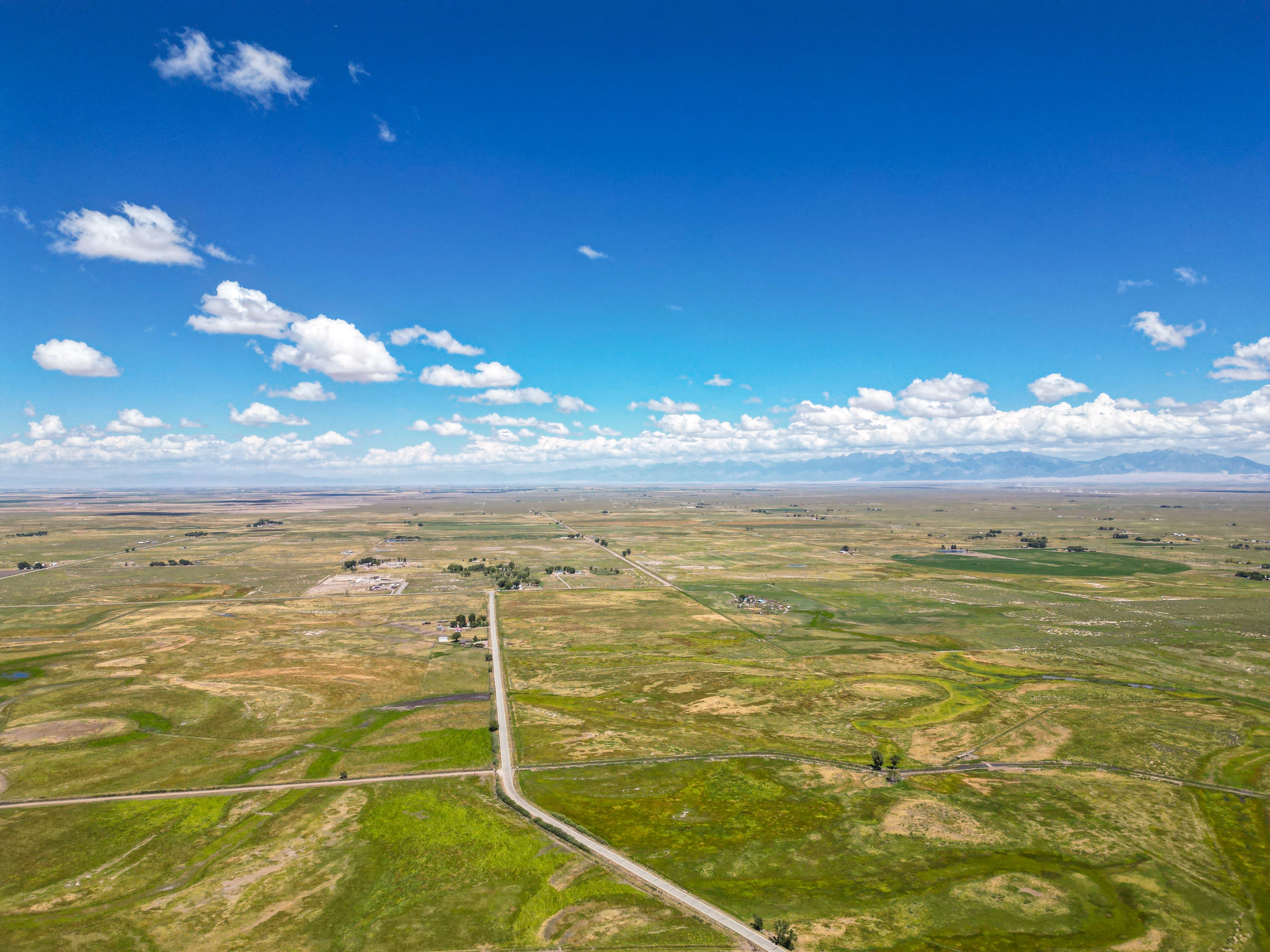 An aerial photo of the San Luis Valley in Colorado.