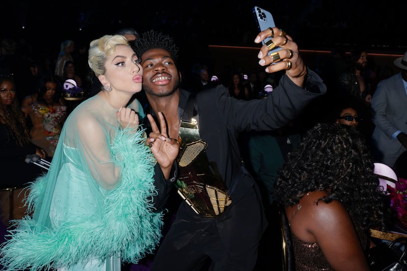 LAS VEGAS - APRIL 3: LADY GAGA and LIL NAS X at THE 64TH ANNUAL GRAMMY AWARDS, broadcasting live Sunday, April 3 (8:00-11:30 PM, LIVE ET/5:00-8:30 PM, LIVE PT) on the CBS Television Network, and available to stream live and on demand on Paramount+*. (Photo by Francis Specker/CBS via Getty Images)