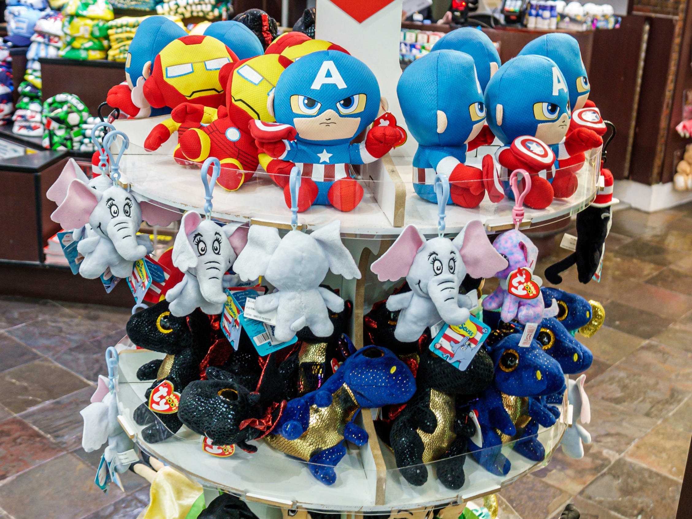 Beanie Babies on display at an airport