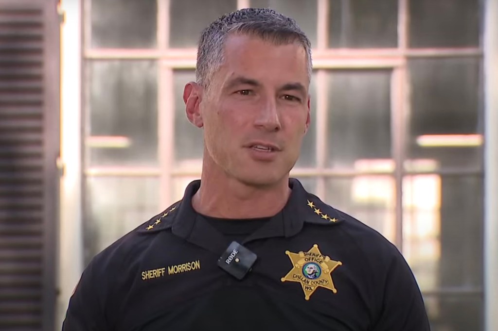 Sheriff Morrison speaking at a press conference.