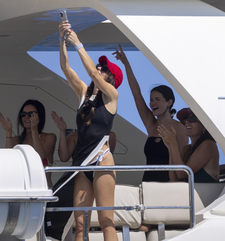 Selena Gomez on a yacht with friends in Cabo san Lucas, Mexico Sunday. 