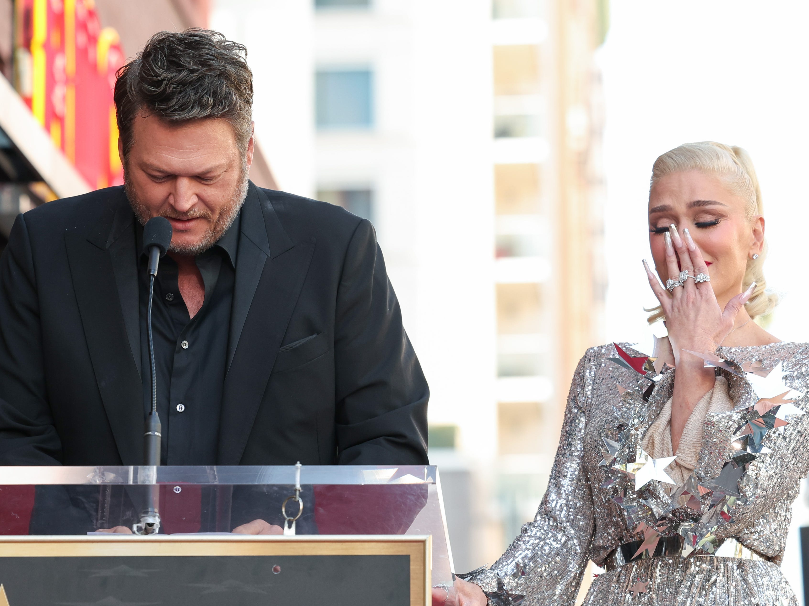 Blake Shelton spoke at Gwen Stefani's Hollywood Walk of Fame star ceremony in 2023.