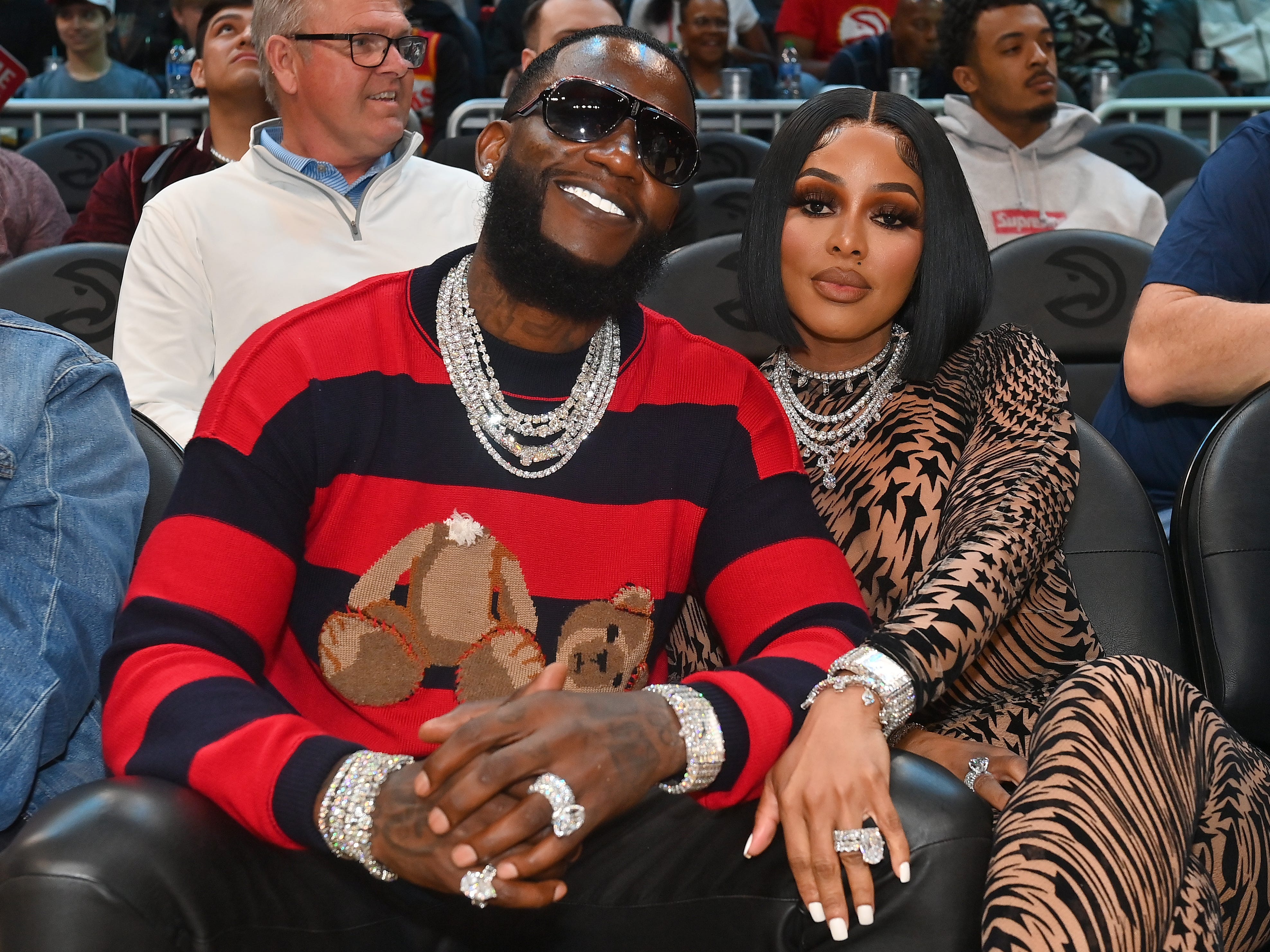 Gucci Mane and Keyshia Ka'oir attended an NBA game between the Memphis Grizzlies and the Atlanta Hawks in 2023.