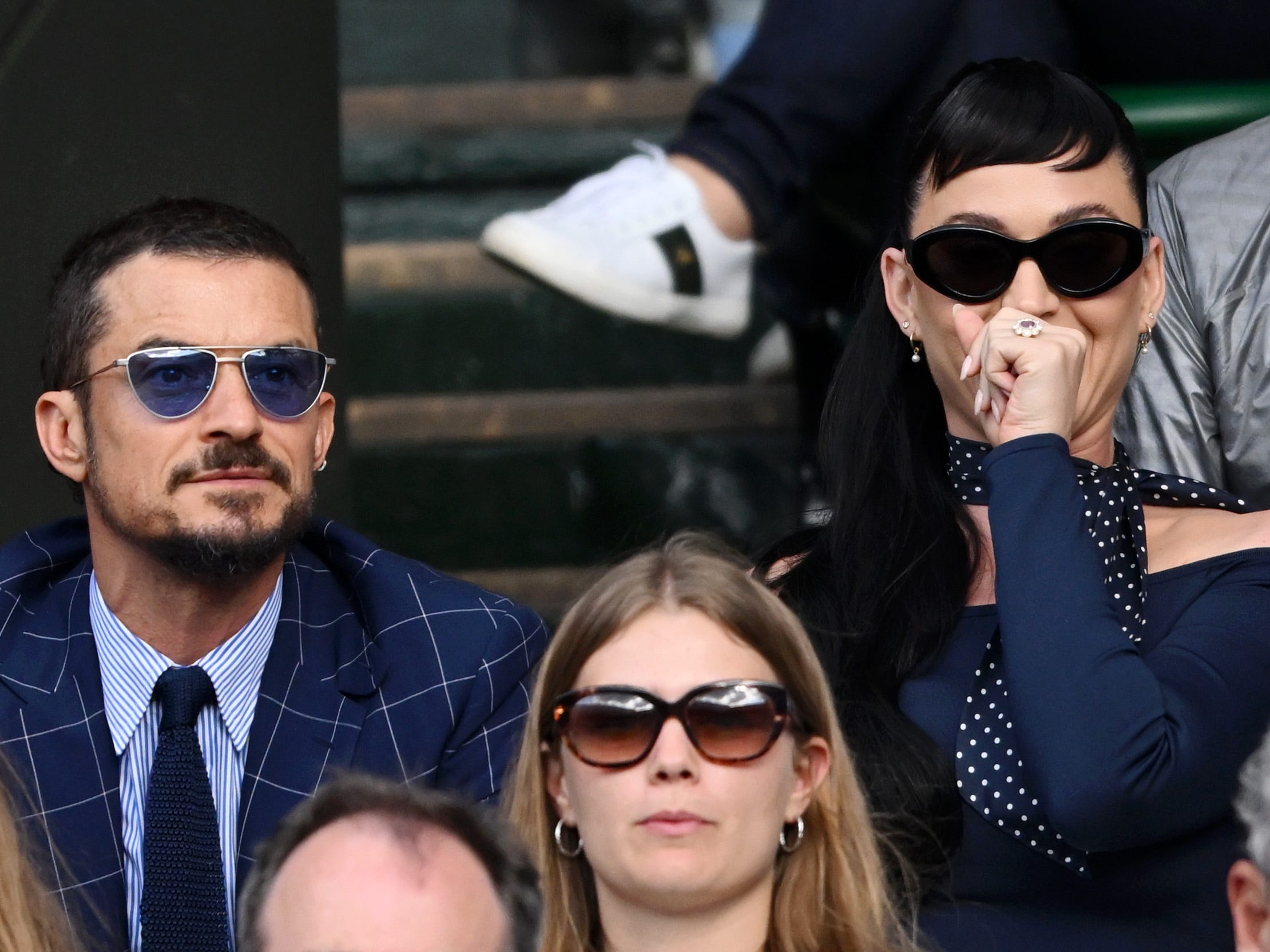 Orlando Bloom and Katy Perry spotted at Wimbledon in 2023.
