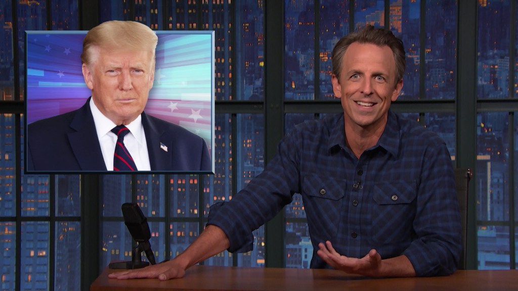 Seth Meyers during the monologue on September 09, 2021
