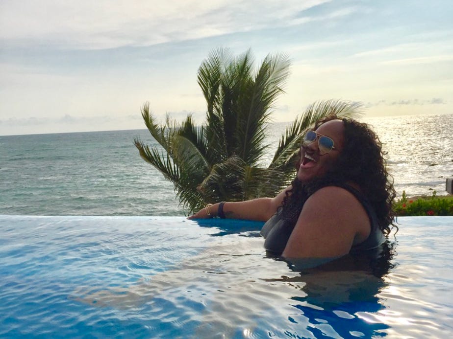The writer in the pool at Four Seasons Punta Mita.