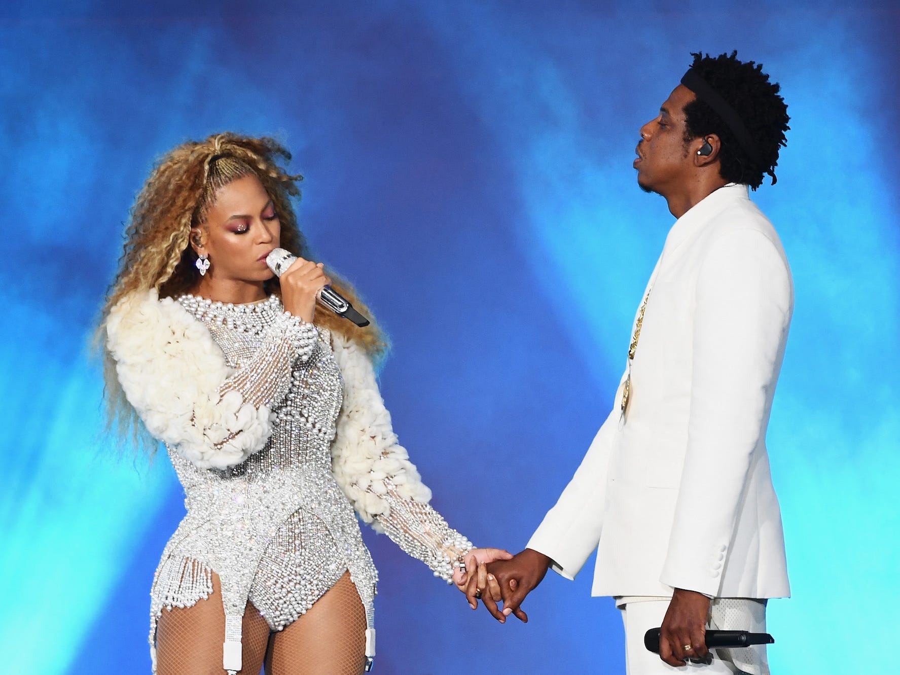 Beyonce and Jay-Z perform onstage during the "On The Run II" Tour - New Jersey at MetLife Stadium on August 2, 2018 in East Rutherford, New Jersey.