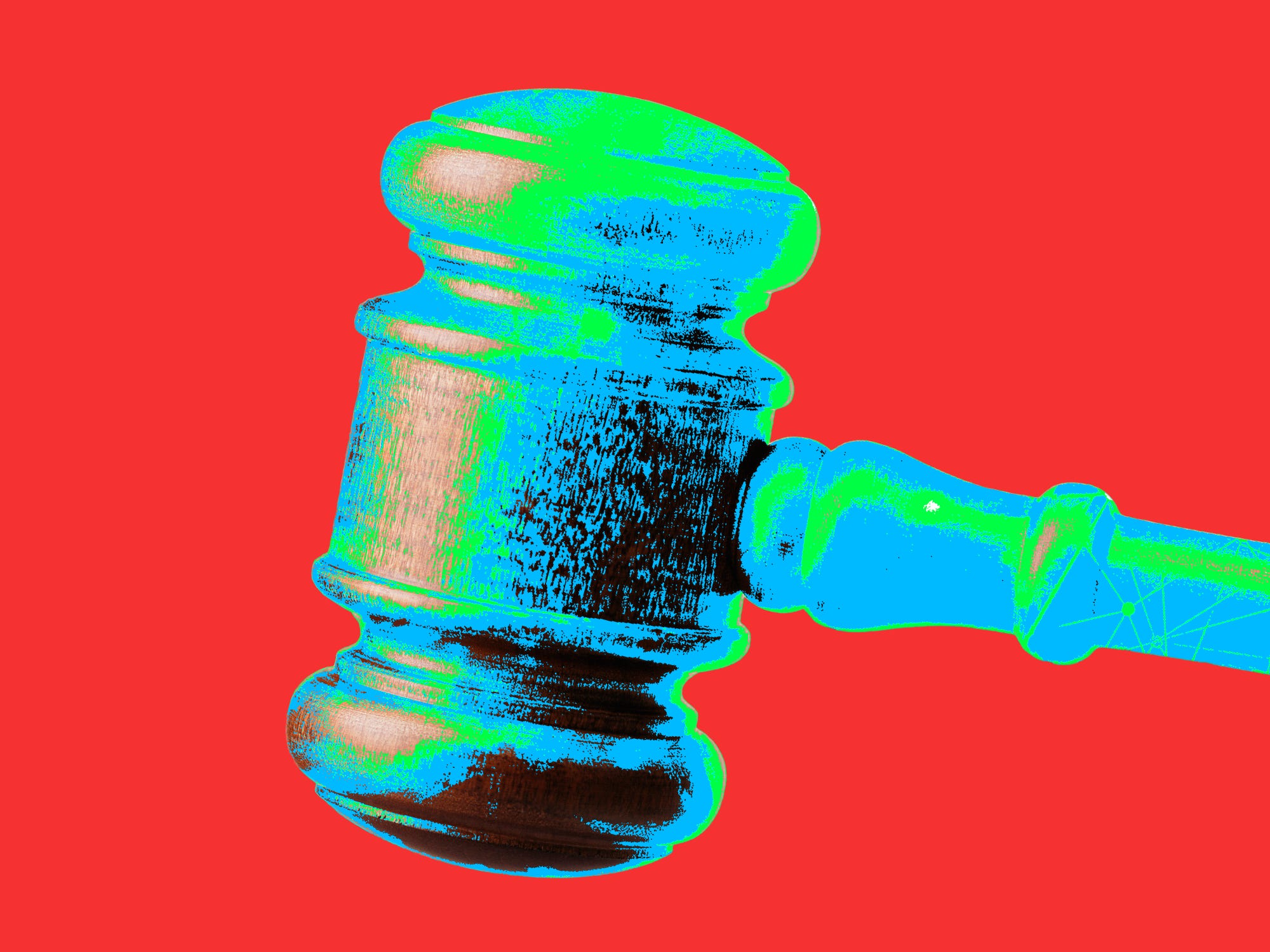 A glitchy looking gavel.
