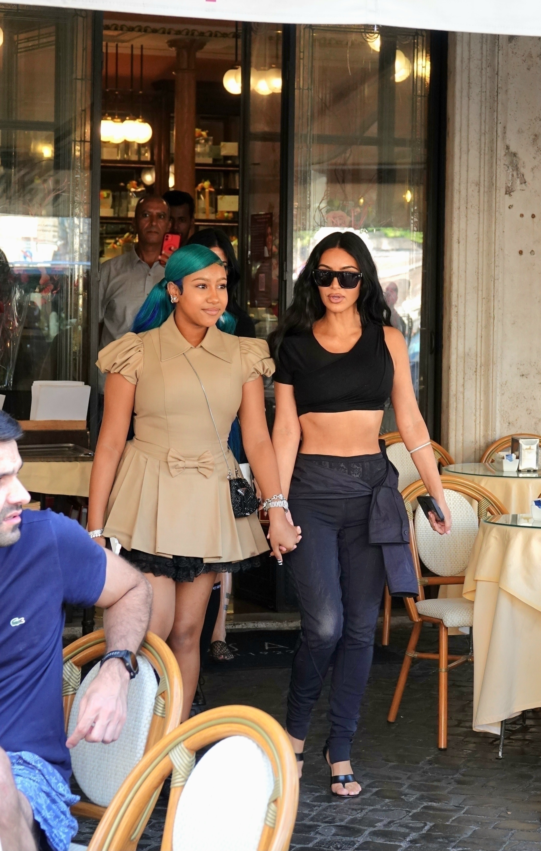 Kim Kardashian and daughter North West do some shopping in Rome, Italy.