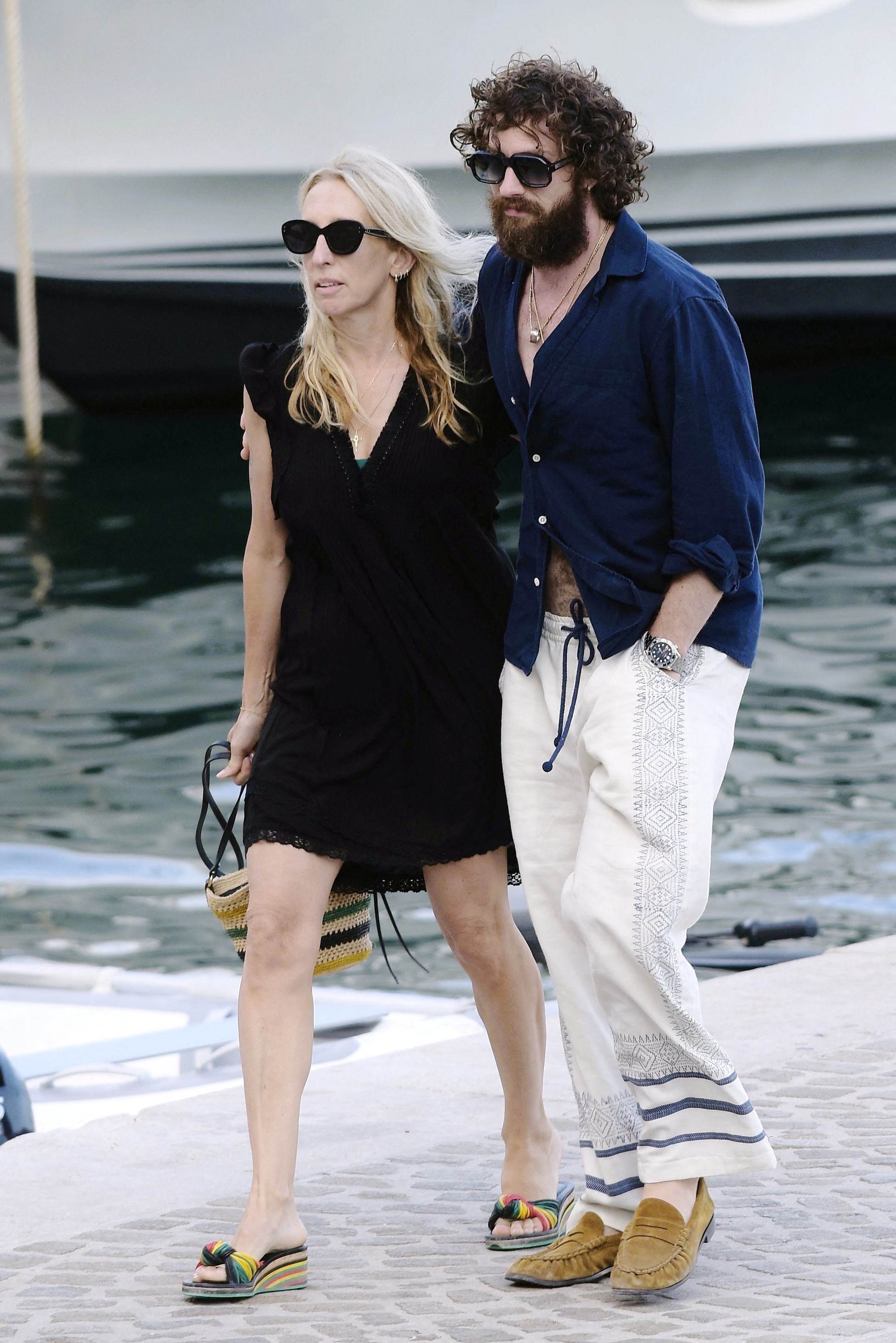 Aaron Taylor-Johnson and Sam Taylor-Johnson seen leaving Elton John's yacht in the south of France. 