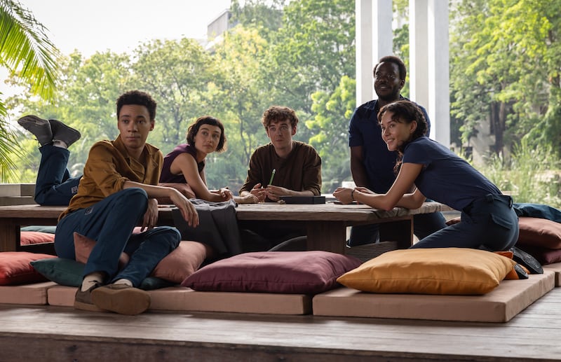 Kit Young as Tootles, Sydney Chandler as Wendy, Alex Lawther as Hermit, Jonathan Ajayi as Smee, and Erana James as Curly.