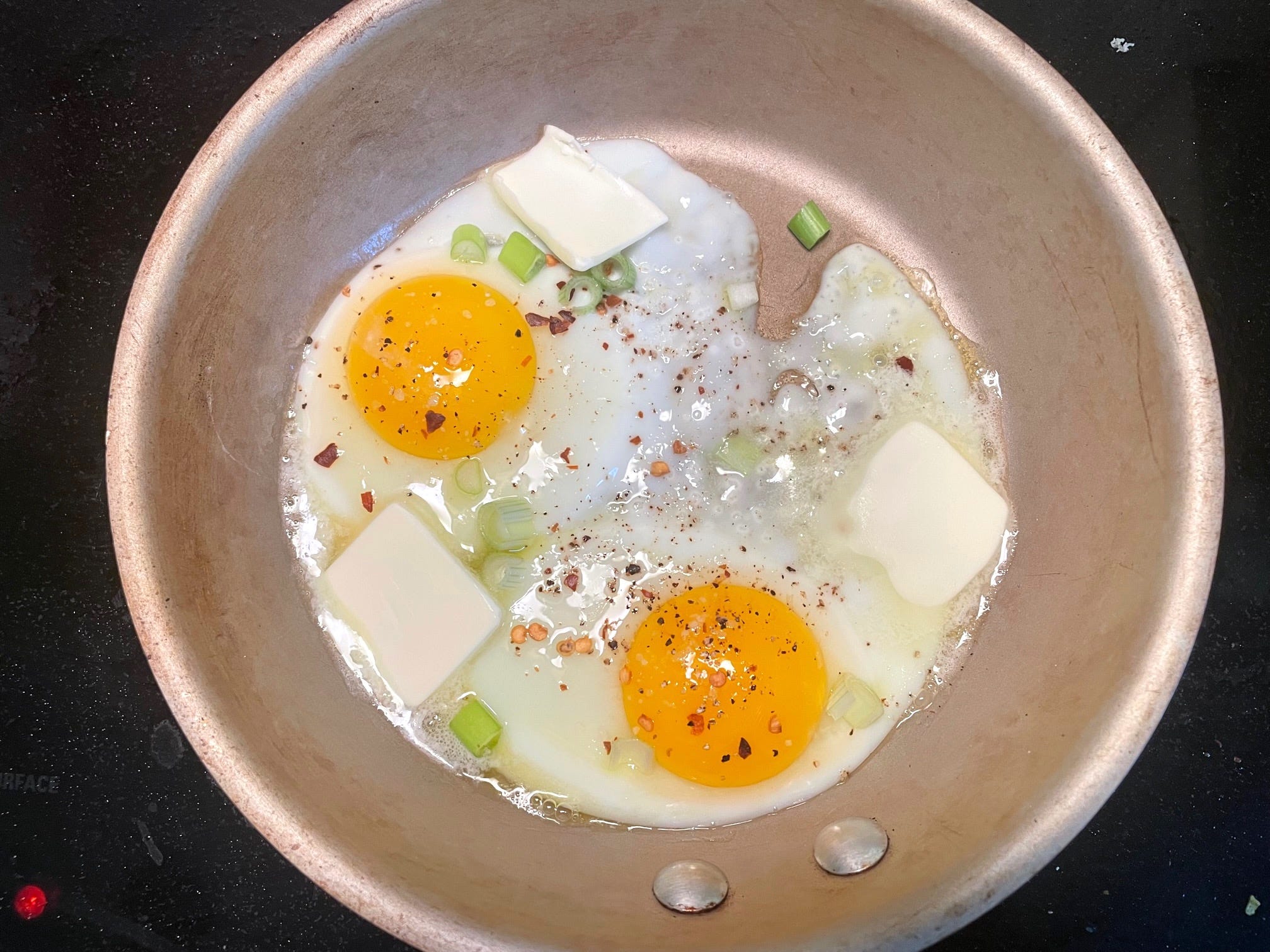 Butter on Gordon Ramsay's fried eggs