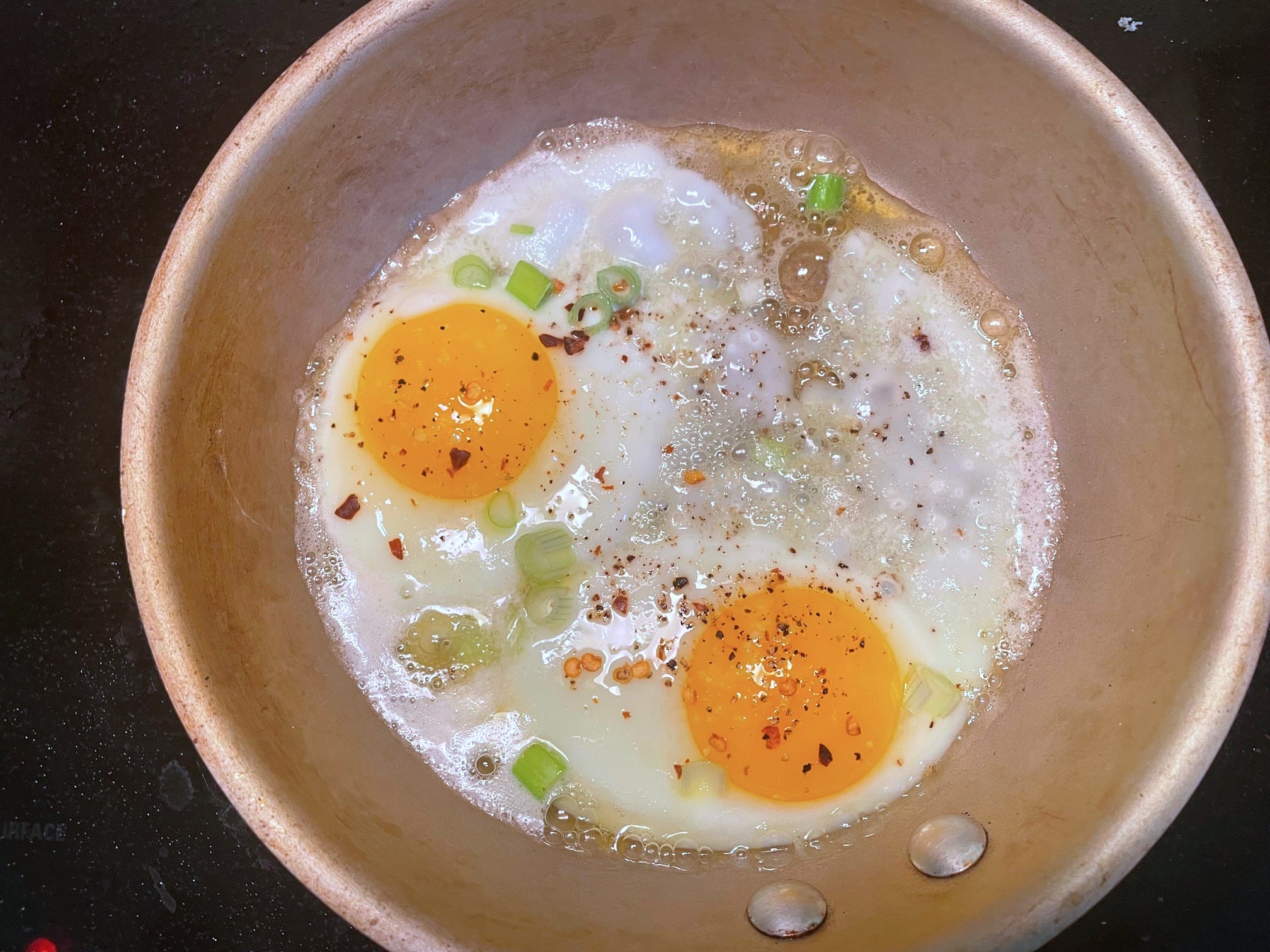 Butter on Gordon Ramsay fried eggs