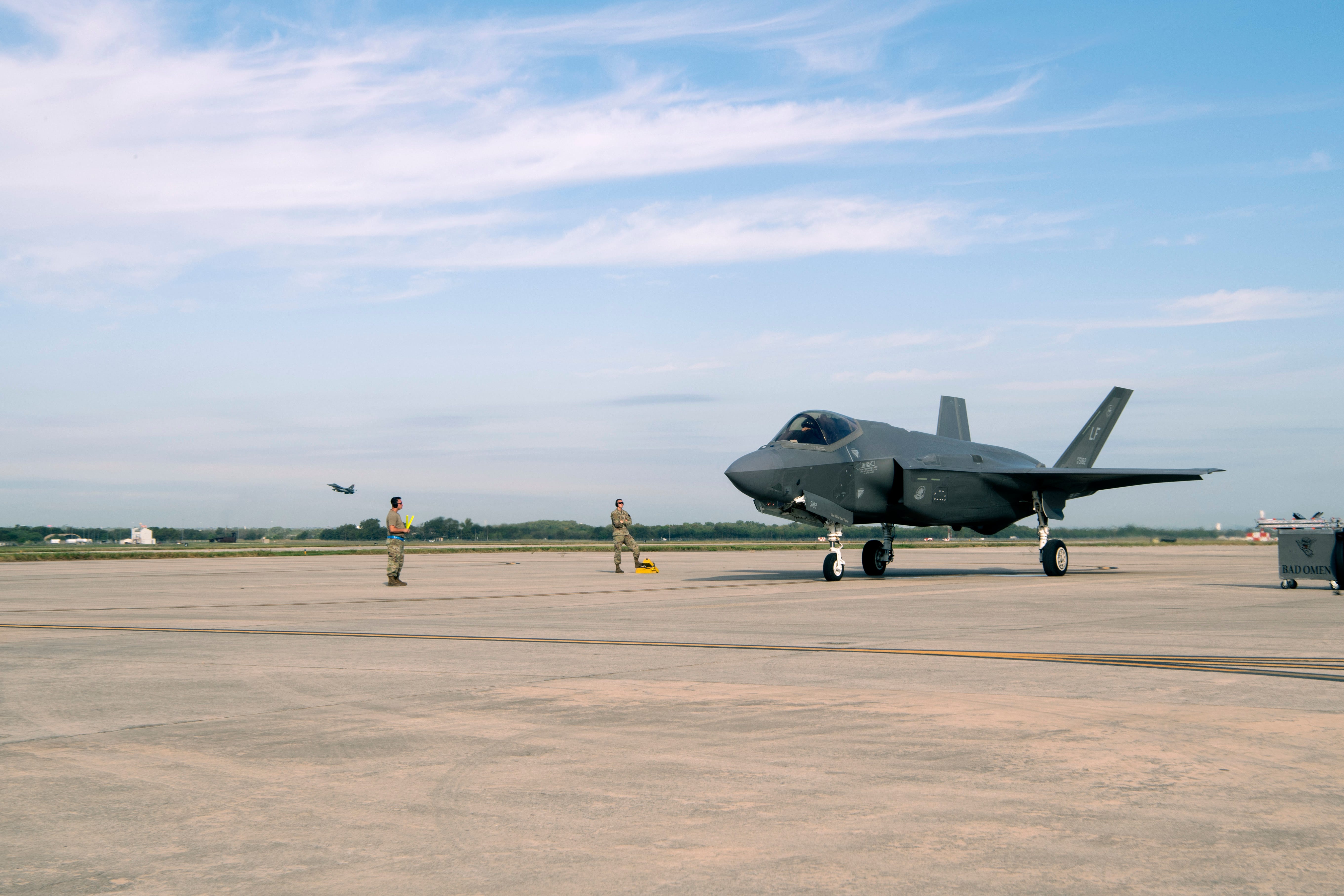 US Air Force F-35s from the 62nd Fighter Squadron visit Joint Base San Antonio-Lackland in October 2021.