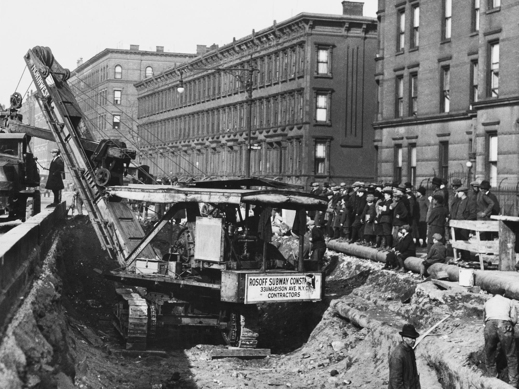 Construction on a subway line in New York City.