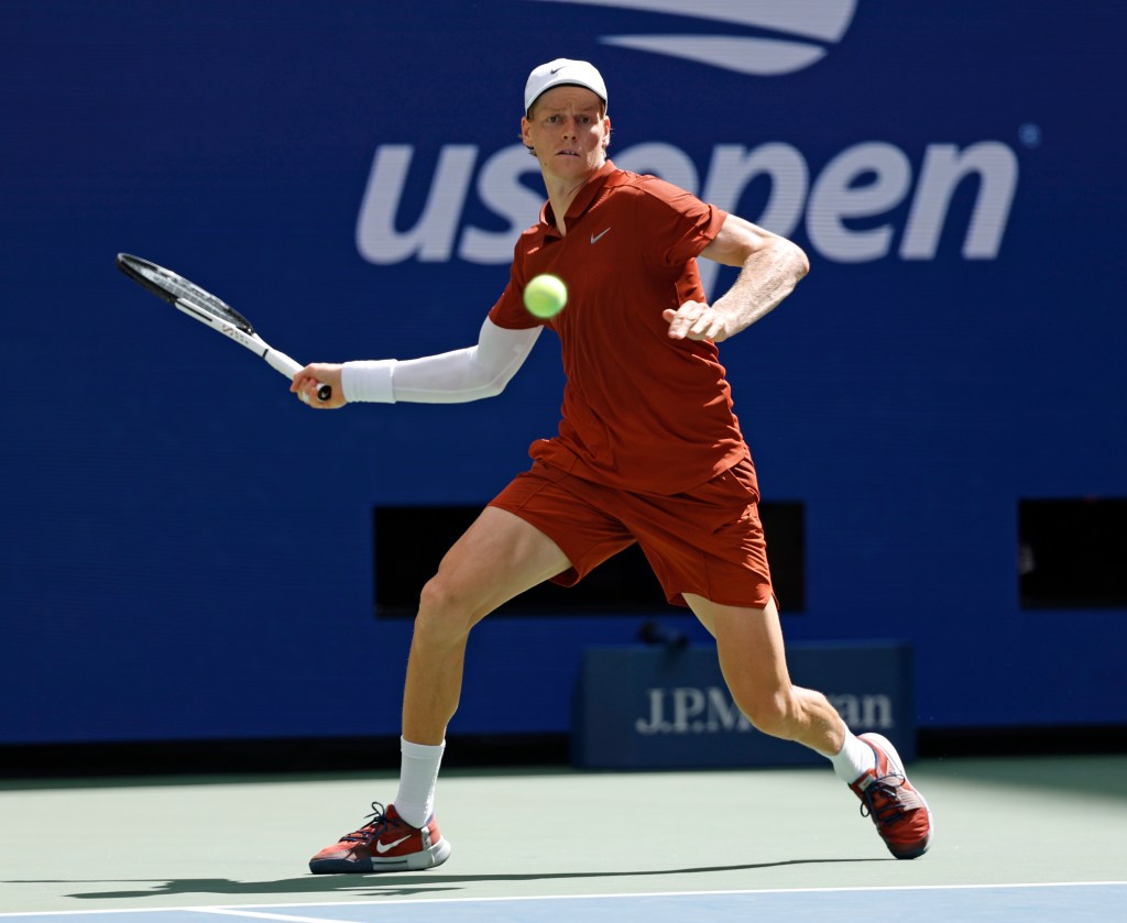 Jannik Sinner playing the US Open.