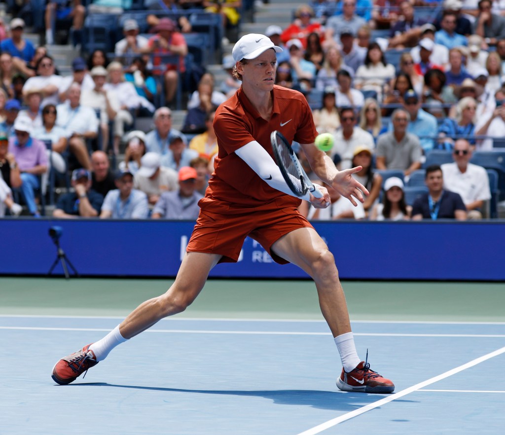 Jannik Sinner playing the US Open.