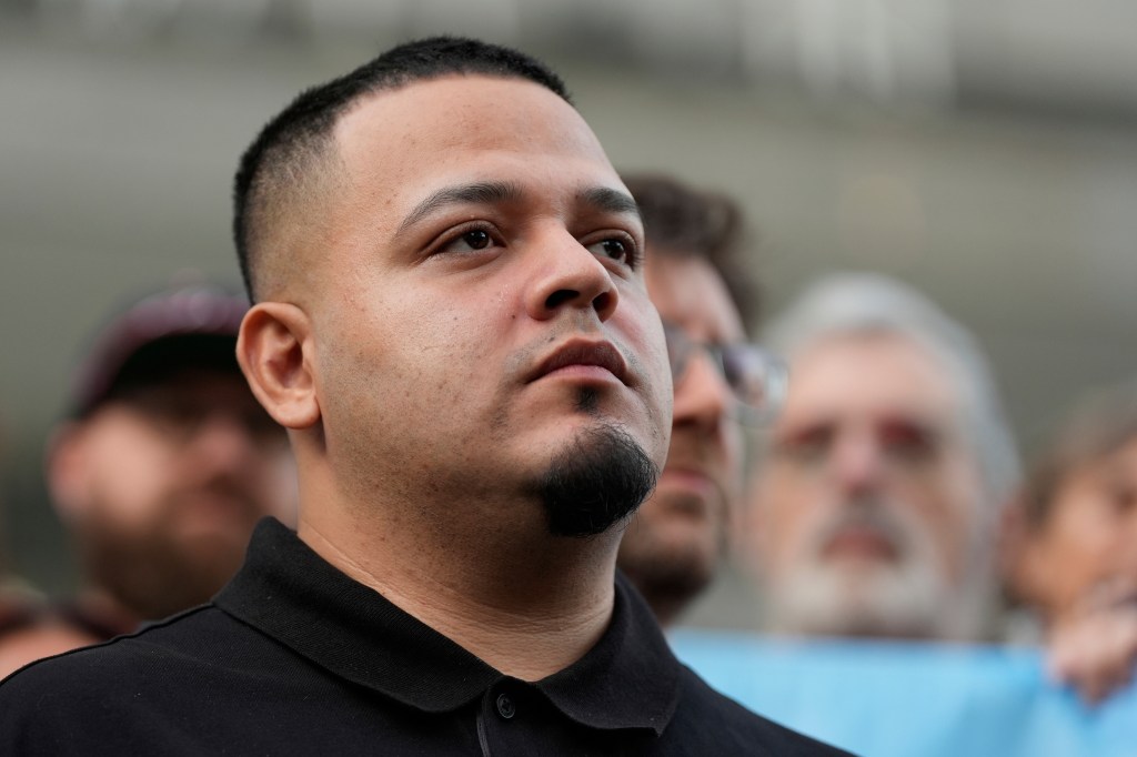 Kilmar Abrego Garcia at a protest.