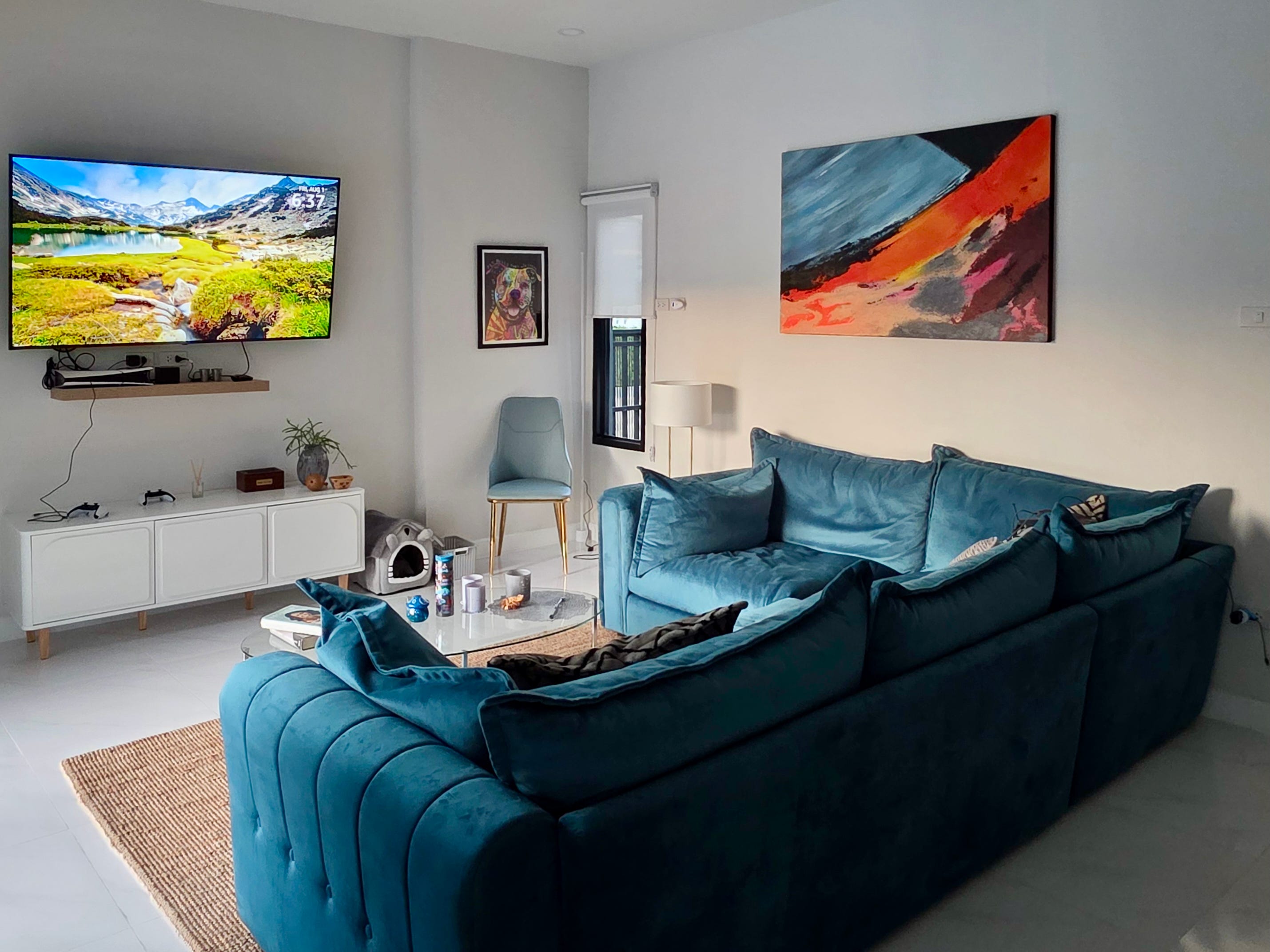 The living room.
