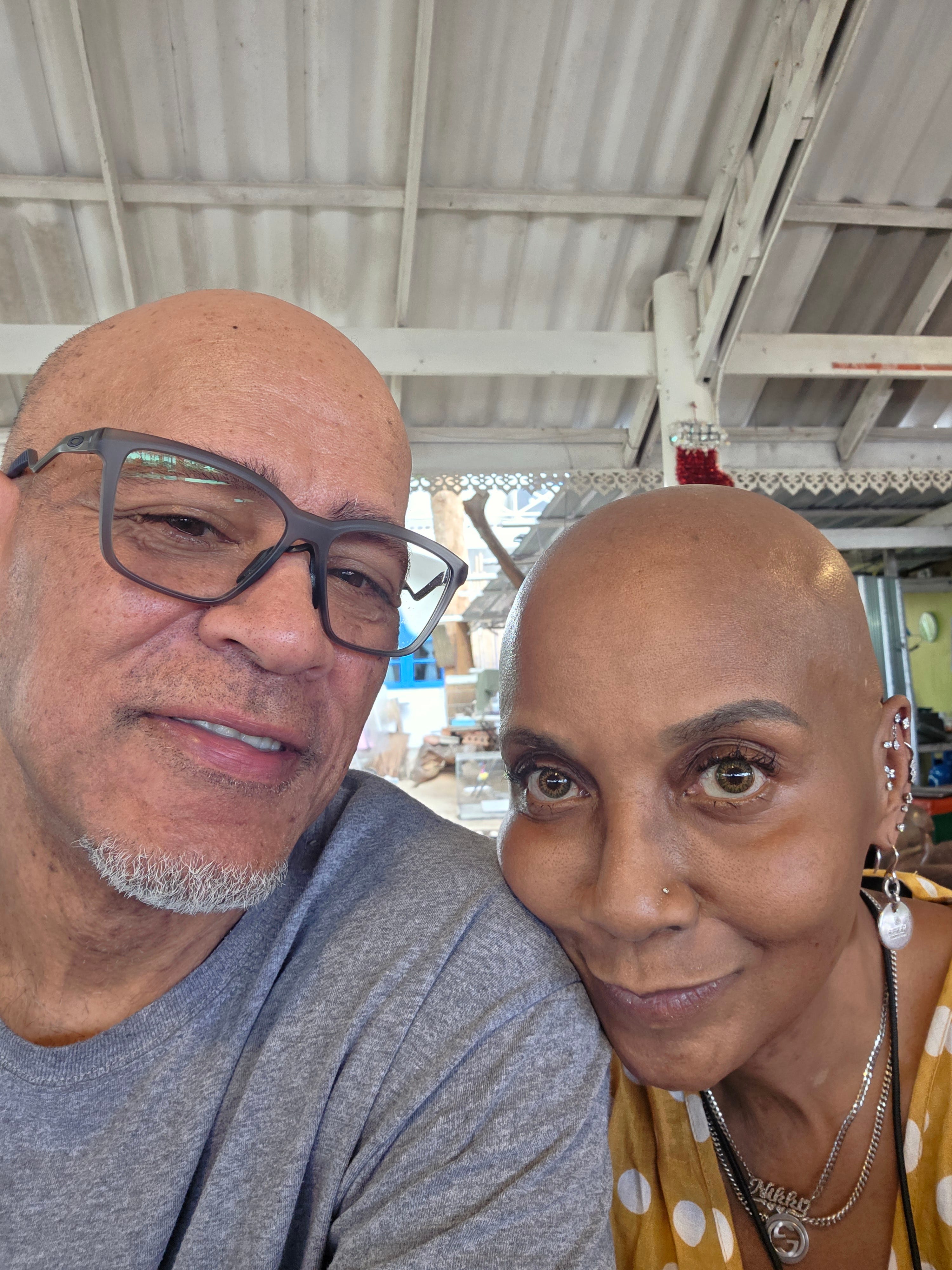A couple taking a selfie.