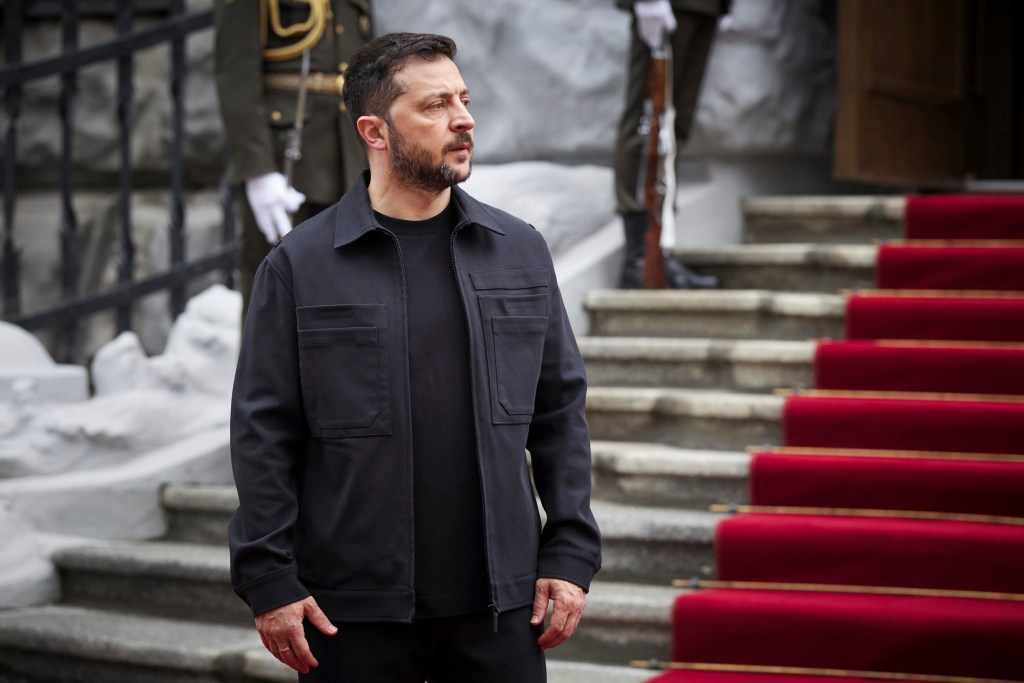 Volodymyr Zelenskyy awaiting NATO Secretary General Mark Rutte.