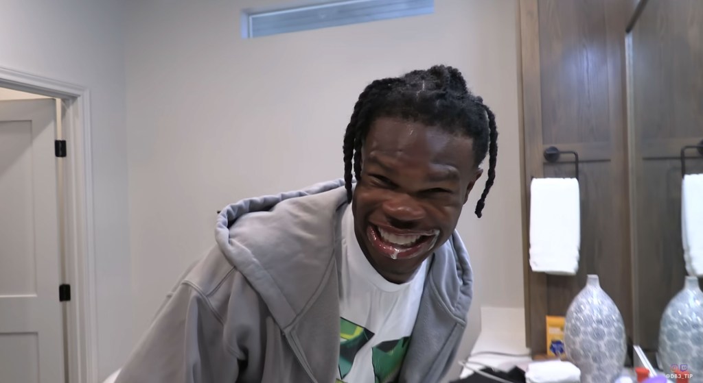 Travis Hunter in a YouTube video announcing the birth of his son.