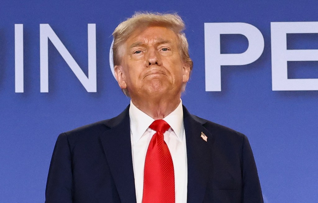 President Trump at a press conference.