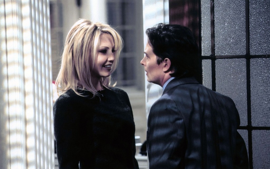 SPIN CITY, Heather Locklear, Michael J. Fox, 'My Dinner with Caitlin', (S4 / E12, aired Dec 21, 1999), 1996-2002. ph: Eric Liebowitz / ©ABC /Courtesy Everett Collection