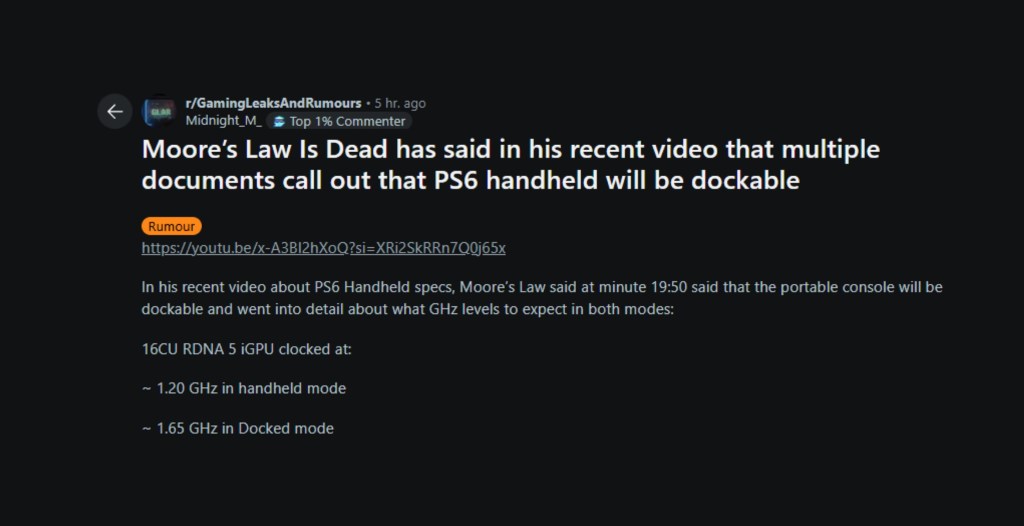 PS6 Handheld Spec Leak